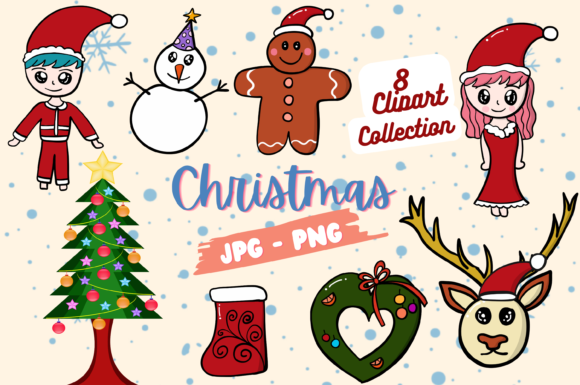8 Christmas Clipart Collection for Website and Editorial Design