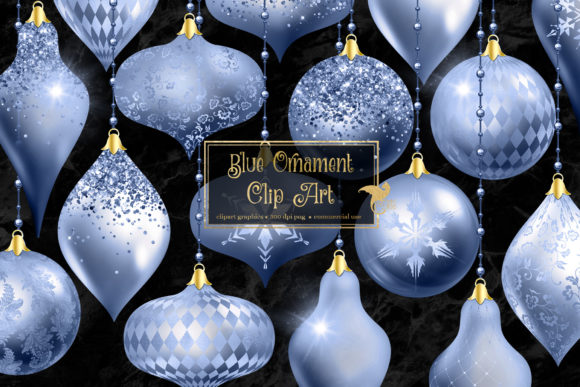 Blue Christmas Ornaments Clipart for Festive Branding