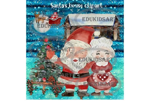Christmas Clipart Santa's House Illustration Review