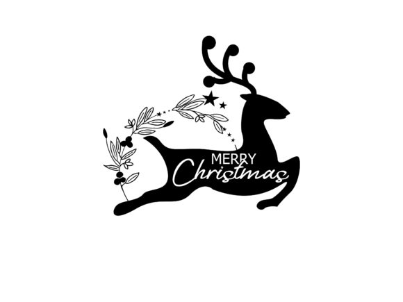 Christmas Concept Deer Floral Lettering Illustrations