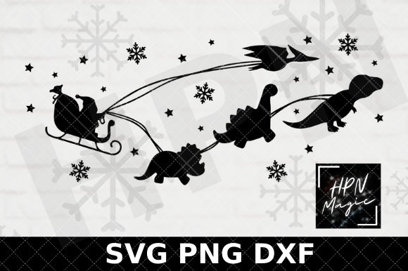 Christmas Dinosaur Sleigh Ride SVG for Illustrations