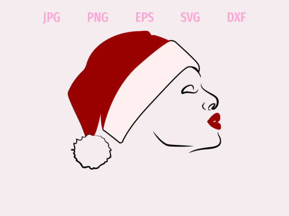 Christmas Hat Girl Minimalistic Art for Freebies and Design Projects