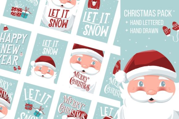 Christmas Pack Hand Lettered Illustrations for Local Business Branding