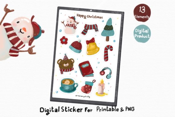 Christmas Sticker Printable and Png for Illustrations
