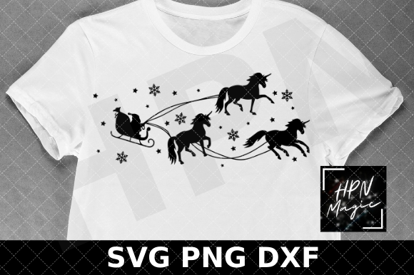 Christmas Unicorn Sleigh Ride SVG for Website & Editorial Design