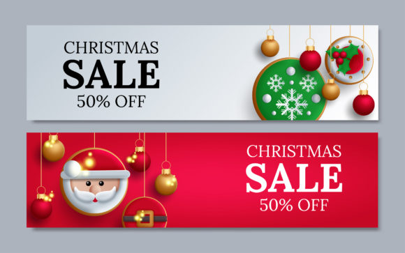 Christmas Vector Banner Design Set for Branding and Illustrations