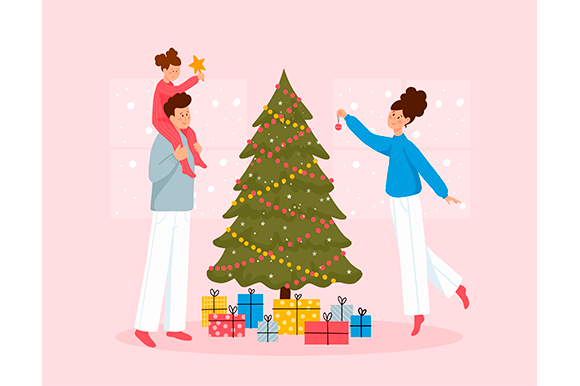 Christmas with Family Illustrations for Blog and Website Design