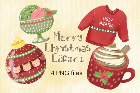 Cute Christmas Color Pencil Clipart for Embroidery