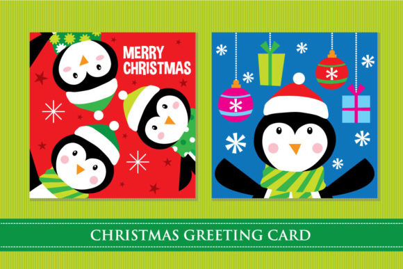 Cute Christmas Greeting Card Illustration for Crafting