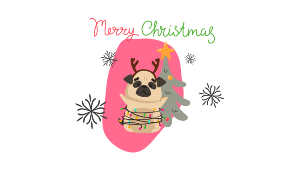 Dog Christmas Party Illustration for Local Branding