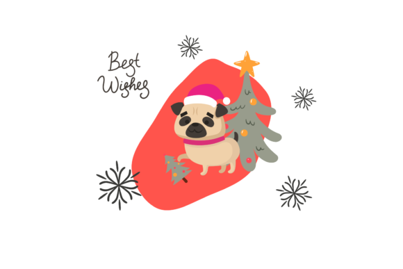 Dog Christmas Play Tree Illustration for Branding and Packaging