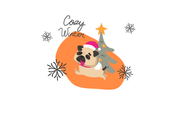 Dog Christmas Winter Illustration for Branding and Marketing