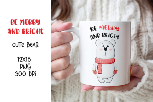 Merry and Bright Christmas Bear Illustration