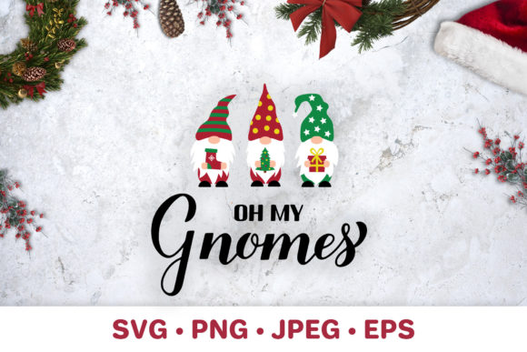 Oh My Gnomes. Funny Christmas Quote Illustration Review