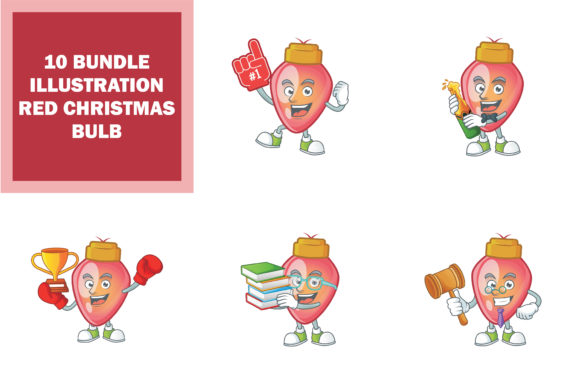 Red Christmas Bulb Bundle Illustrations