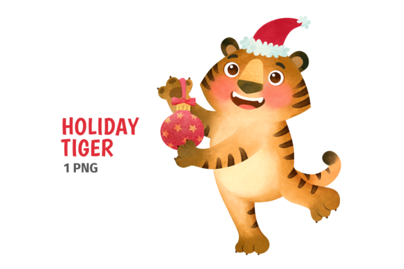 Santa Tiger Clipart for Festive Crafting and Design