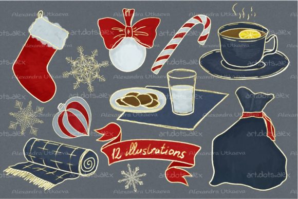 Set of Decorative Christmas Illustration for Website and Editorial Use