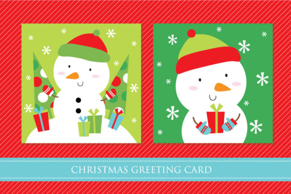 Snowman Christmas Greeting Card Design Illustrations