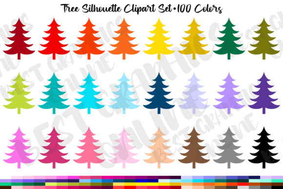 Tree Silhouette Clipart Set Christmas Illustrations