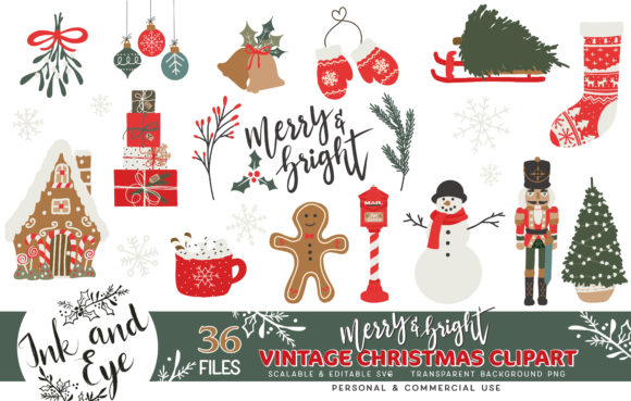 Vintage Boho Christmas Illustrations