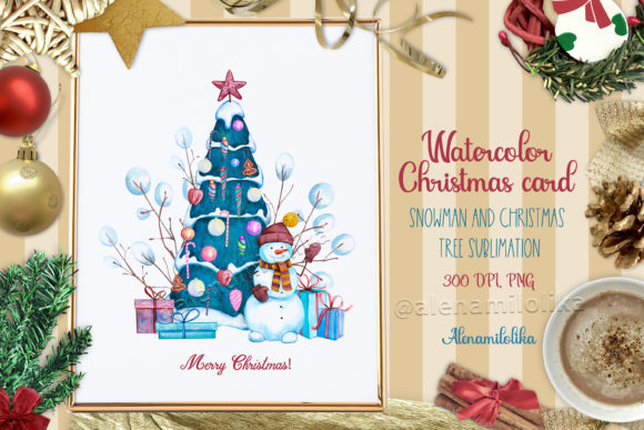 Watercolor Christmas Card PNG for Creative Projects
