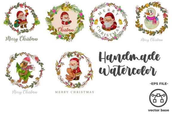 Watercolor Christmas Frame Illustrations