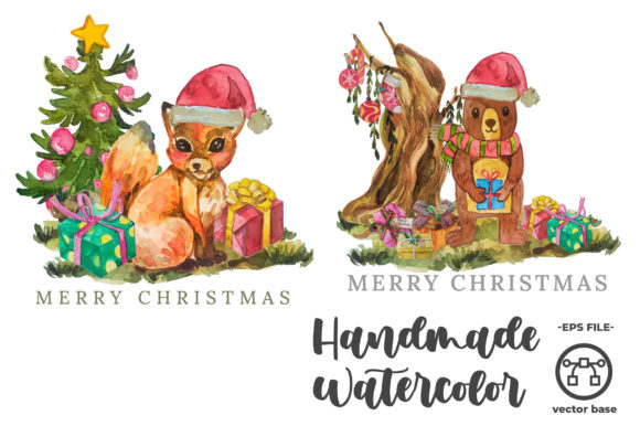 Watercolor Merry Christmas Illustration Review