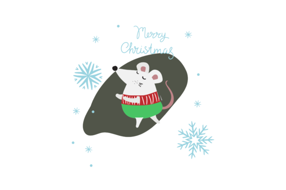White Mouse Christmas Day Illustration for Blog and Web Design